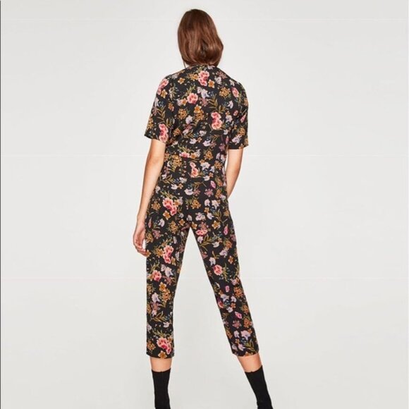 NWT ZARA Trafaluc Collection Floral Jumpsuit Small - Picture 6 of 9